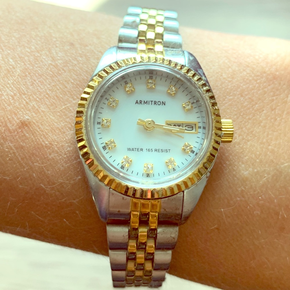 Two-tone Women's watch with crystal accents